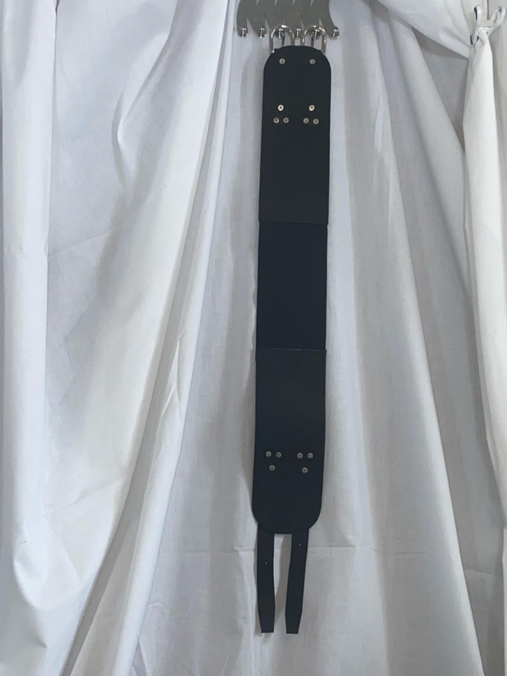 Wide Double Buckle Black Leather Stretch Belt - Picture 11 of 11